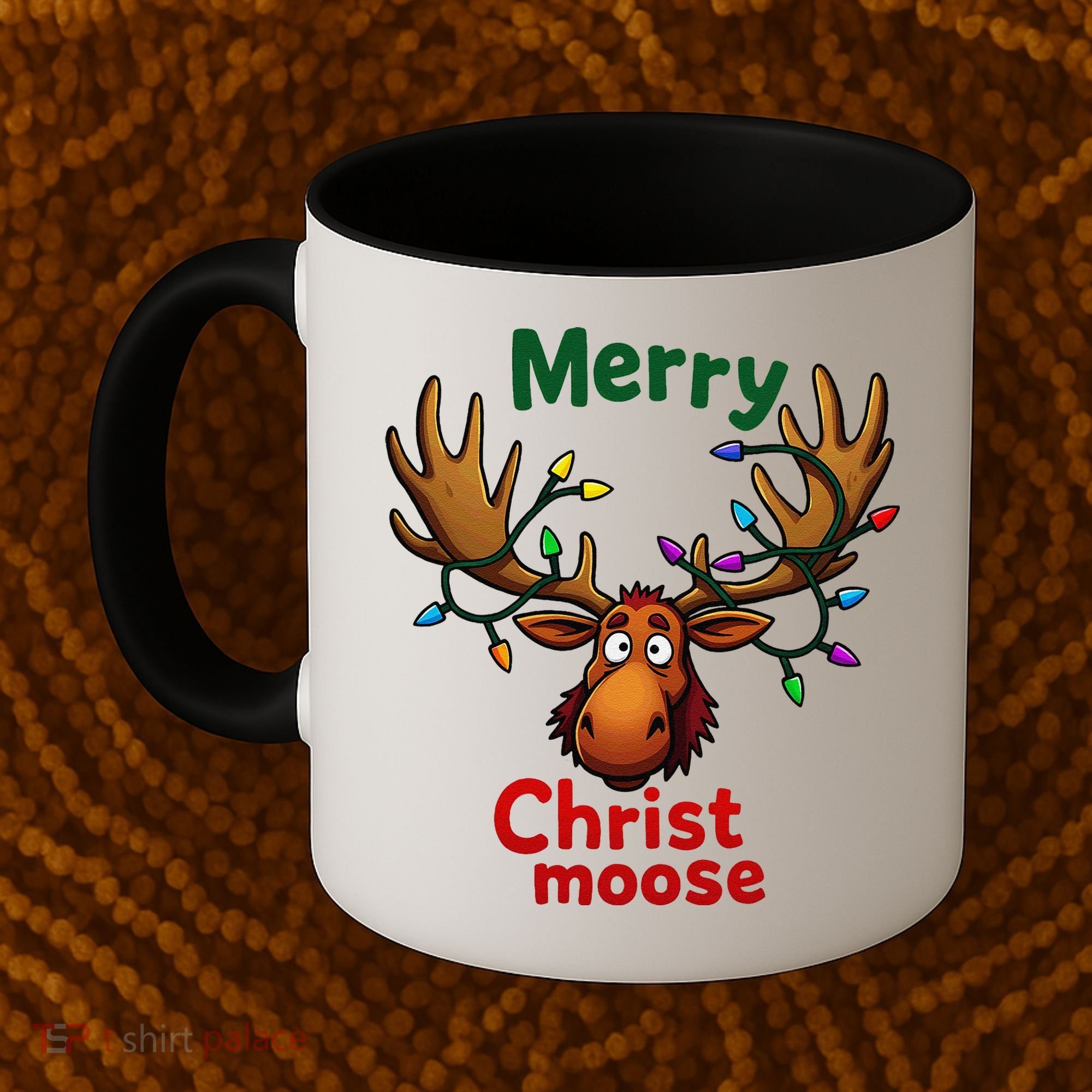 Christmas Lights Moose Merry Christmoose Coffee Mug
