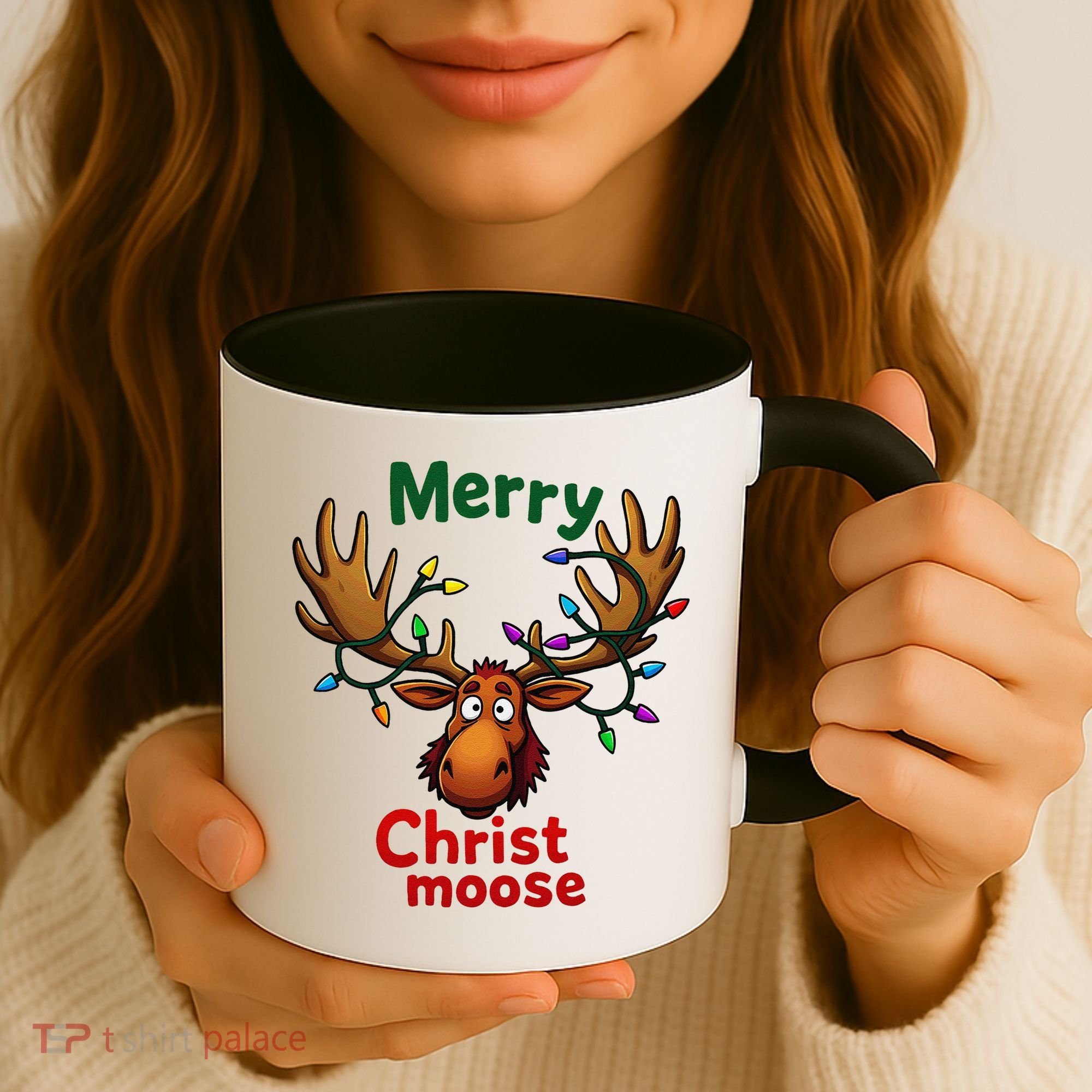Christmas Lights Moose Merry Christmoose Coffee Mug