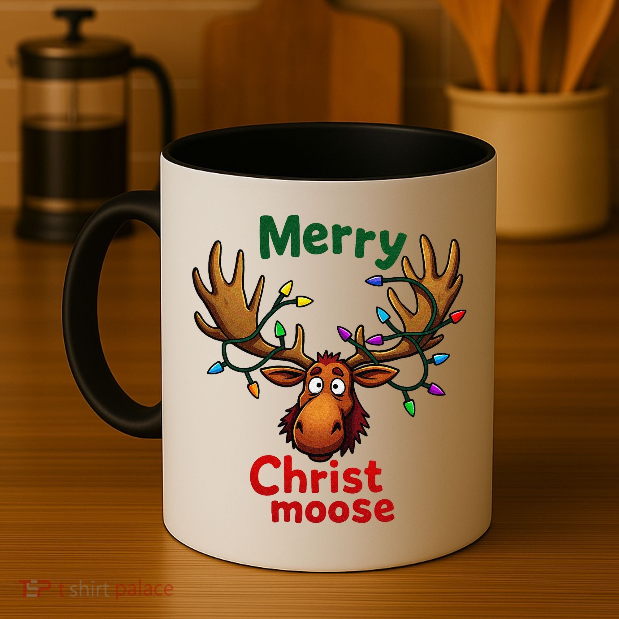 Christmas Lights Moose Merry Christmoose Coffee Mug