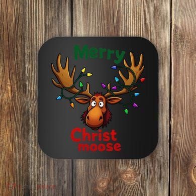 Christmas Lights Moose Merry Christmoose Coaster