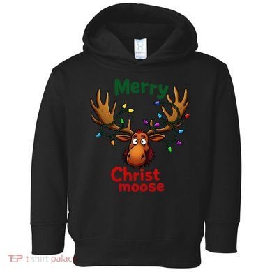 Christmas Lights Moose Merry Christmoose Toddler Hoodie
