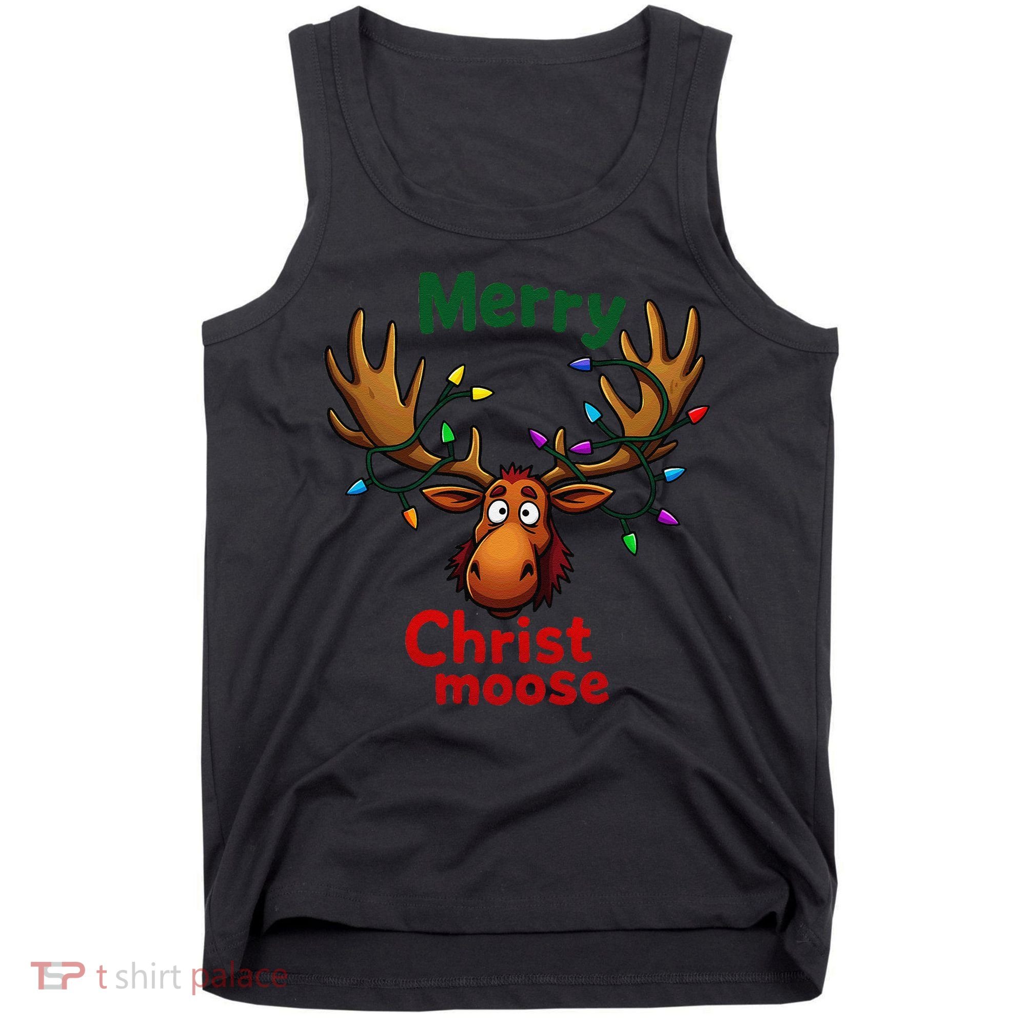 Christmas Lights Moose Merry Christmoose Tank Top