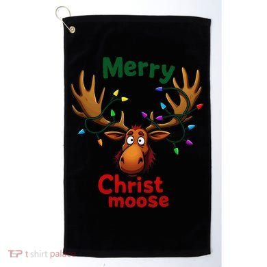 Christmas Lights Moose Merry Christmoose Golf Towel