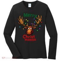 Christmas Lights Moose Merry Christmoose Women's Long Sleeve Shirt thumb 0