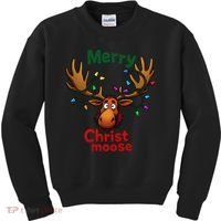 Christmas Lights Moose Merry Christmoose Kids Sweatshirt thumb 0