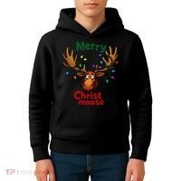 Christmas Lights Moose Merry Christmoose Kids Hoodie thumb 4