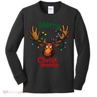 Christmas Lights Moose Merry Christmoose Kids Long Sleeve Shirt thumb 0