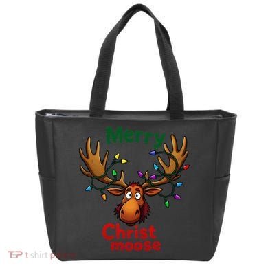 Christmas Lights Moose Merry Christmoose Tote Bag
