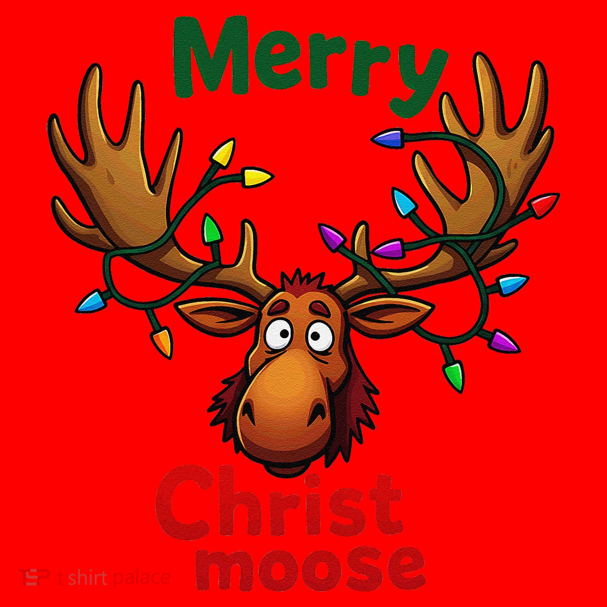 Christmas Lights Moose Merry Christmoose Santa Hat