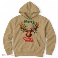 Christmas Lights Moose Merry Christmoose Hoodie thumb 0