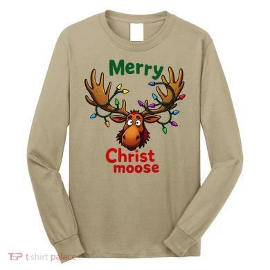 Christmas Lights Moose Merry Christmoose Long Sleeve Shirt
