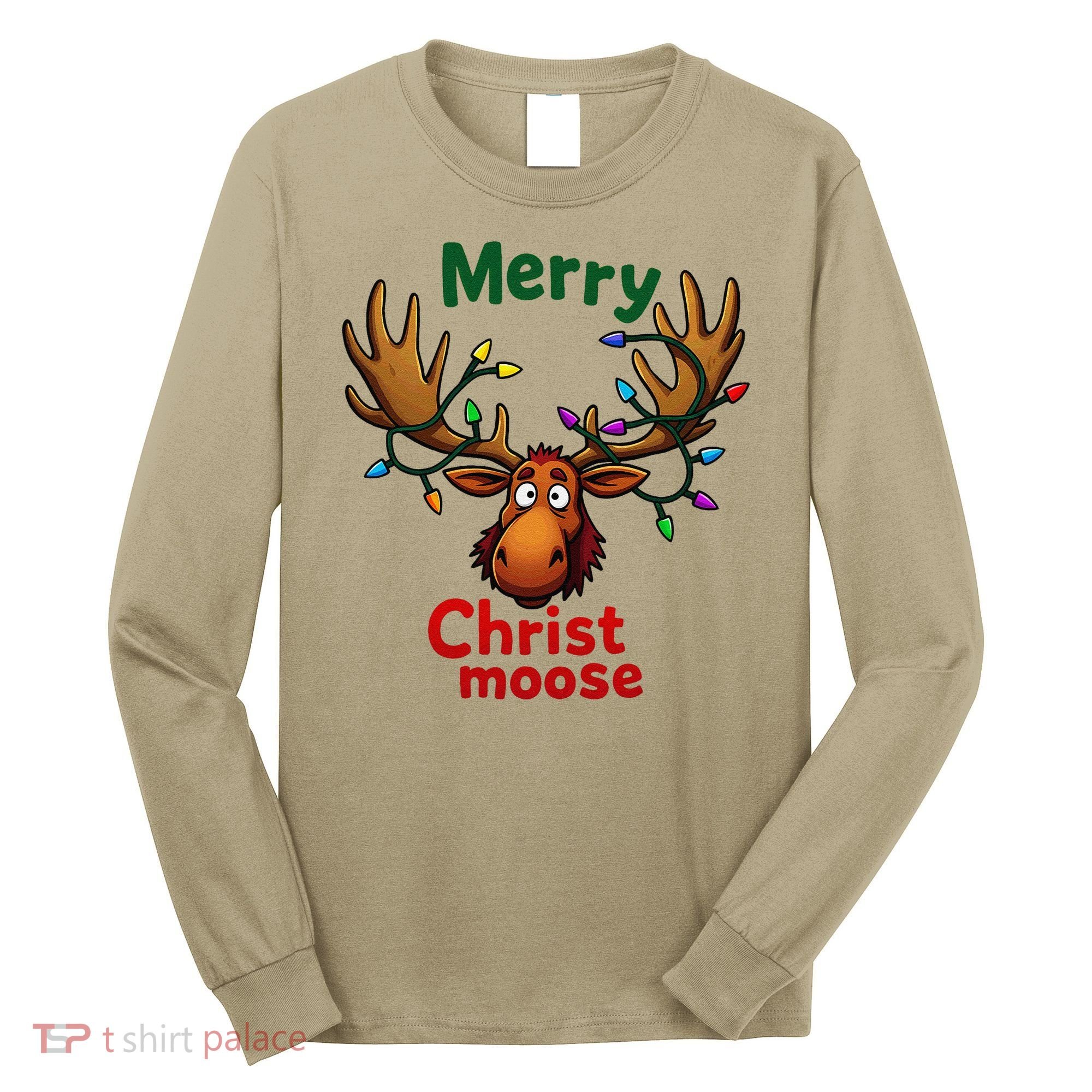 Christmas Lights Moose Merry Christmoose Long Sleeve Shirt