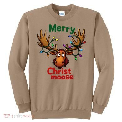 Christmas Lights Moose Merry Christmoose Sweatshirt