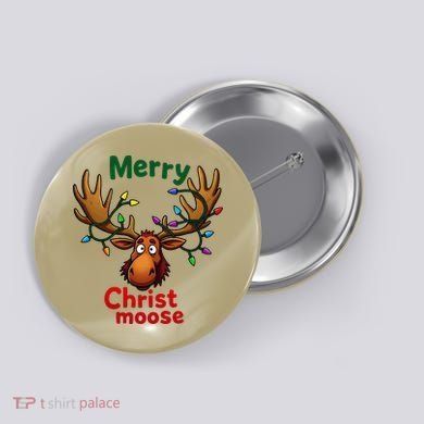 Christmas Lights Moose Merry Christmoose Button