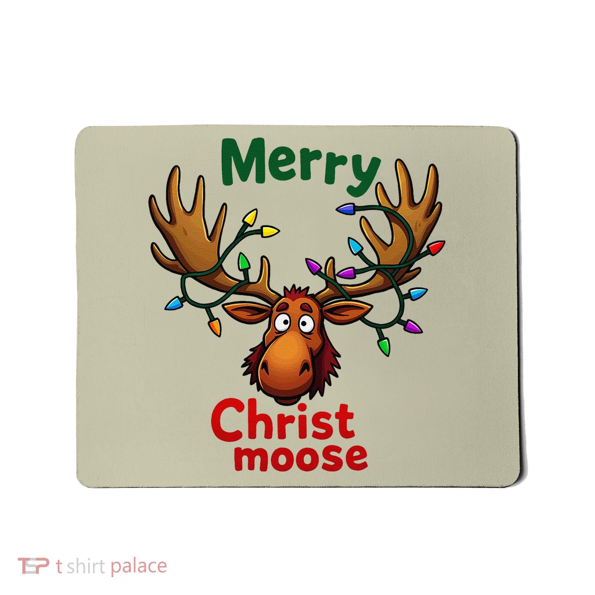 Christmas Lights Moose Merry Christmoose Mousepad