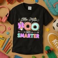 Cute Little Miss 100 One Hundred Days Smarter Kids T-Shirt thumb 3