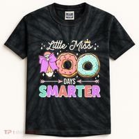 Cute Little Miss 100 One Hundred Days Smarter Kids Tie-Dye T-Shirt thumb 0
