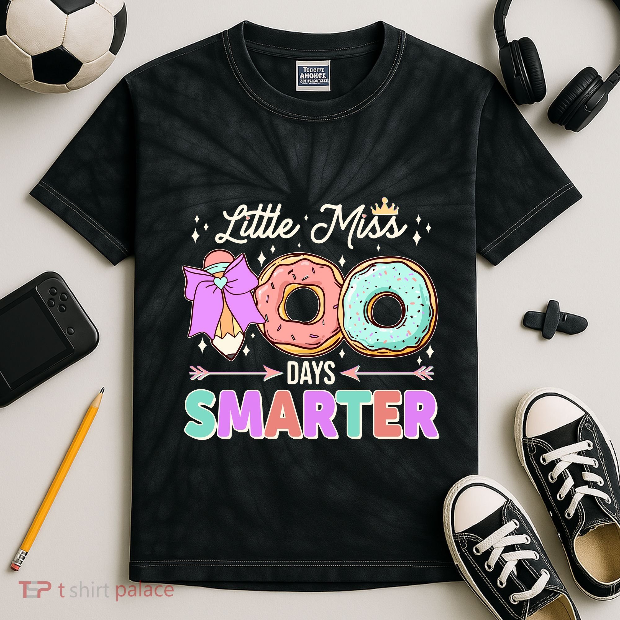 Cute Little Miss 100 One Hundred Days Smarter Kids Tie-Dye T-Shirt