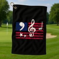 Comma La Music Notes Music Teacher Elections Kamala Harris Golf Towel thumb 1