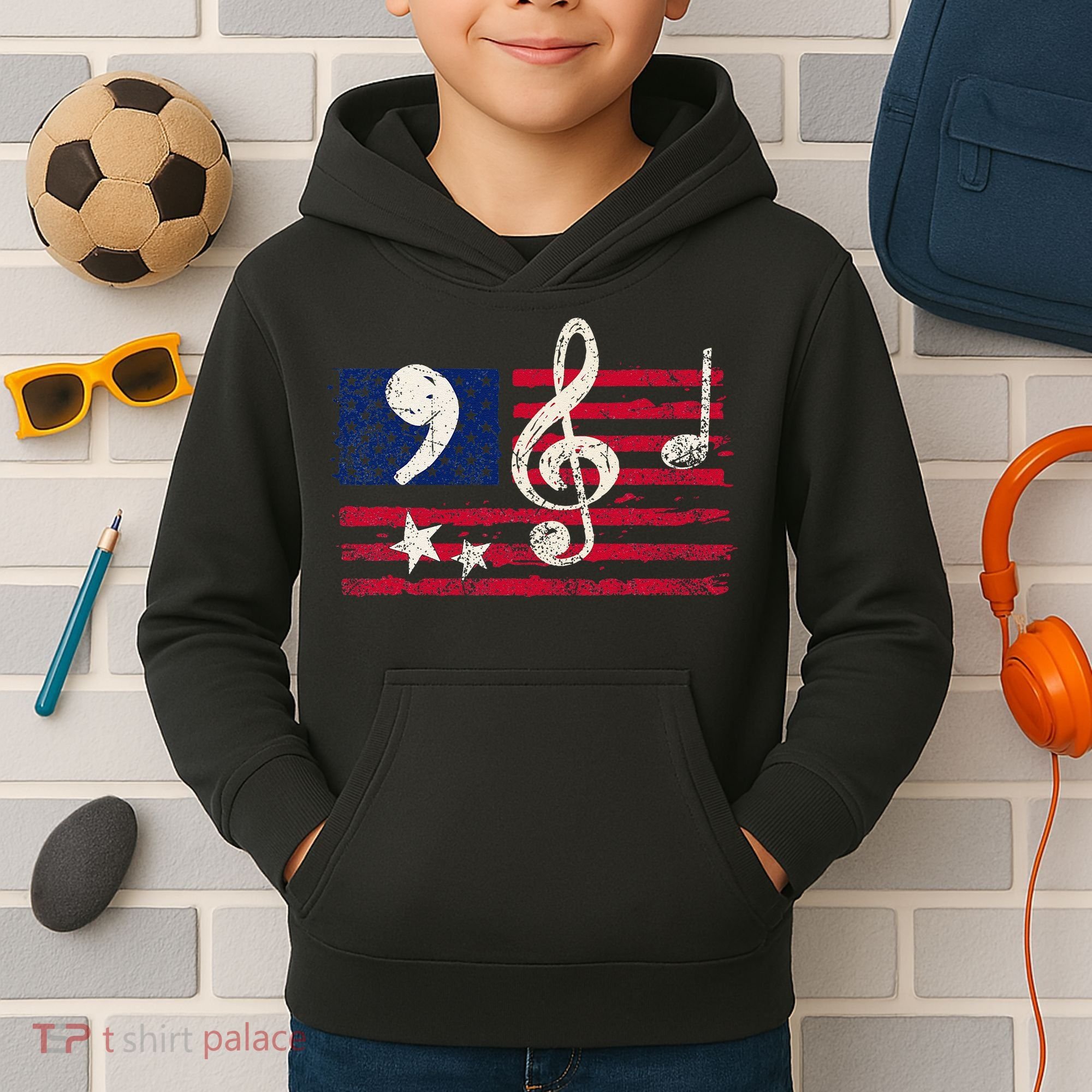 Comma La Music Notes Music Teacher Elections Kamala Harris Kids Hoodie