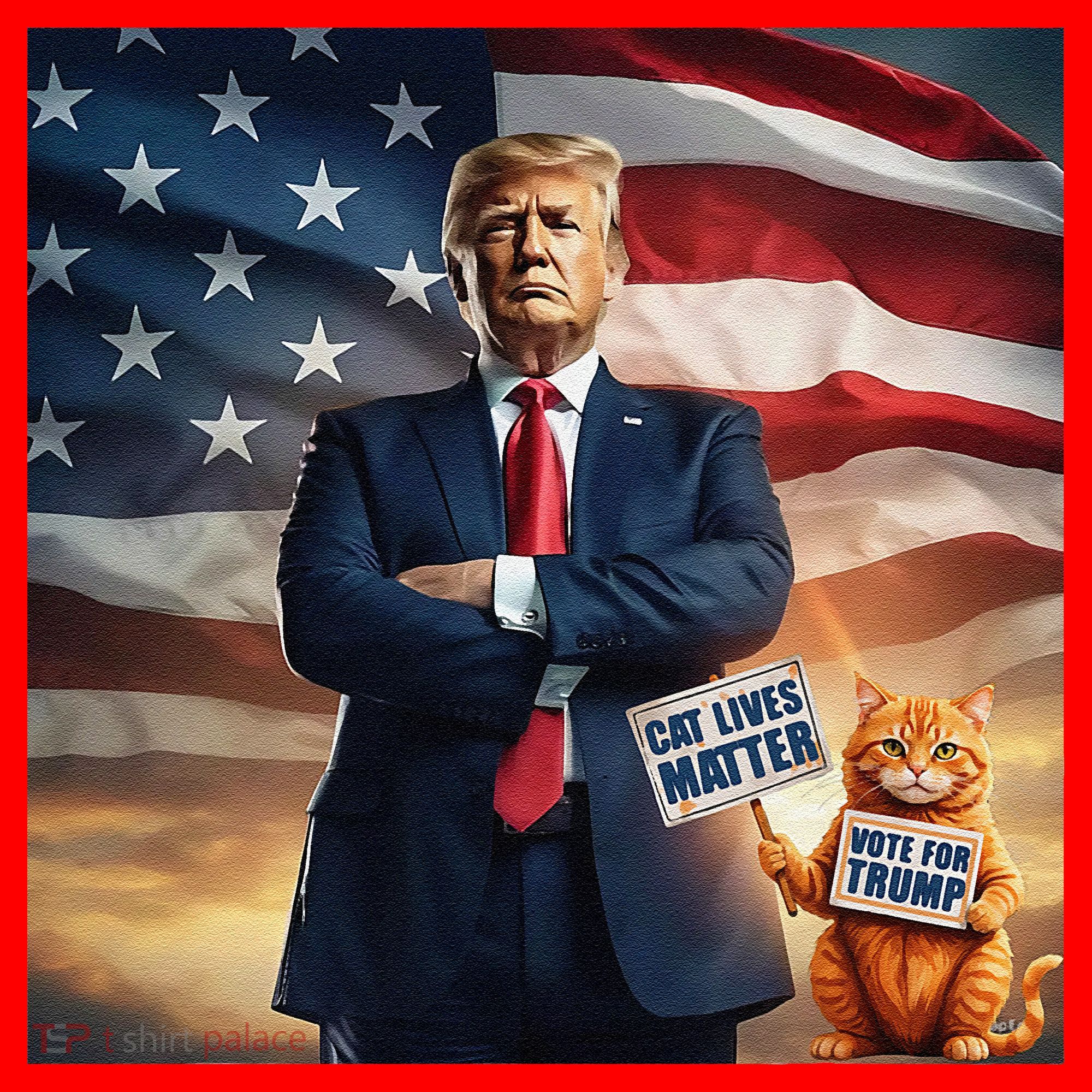 Cat Lives Matter Vote For Trump Usa Flag Funny Election Santa Hat