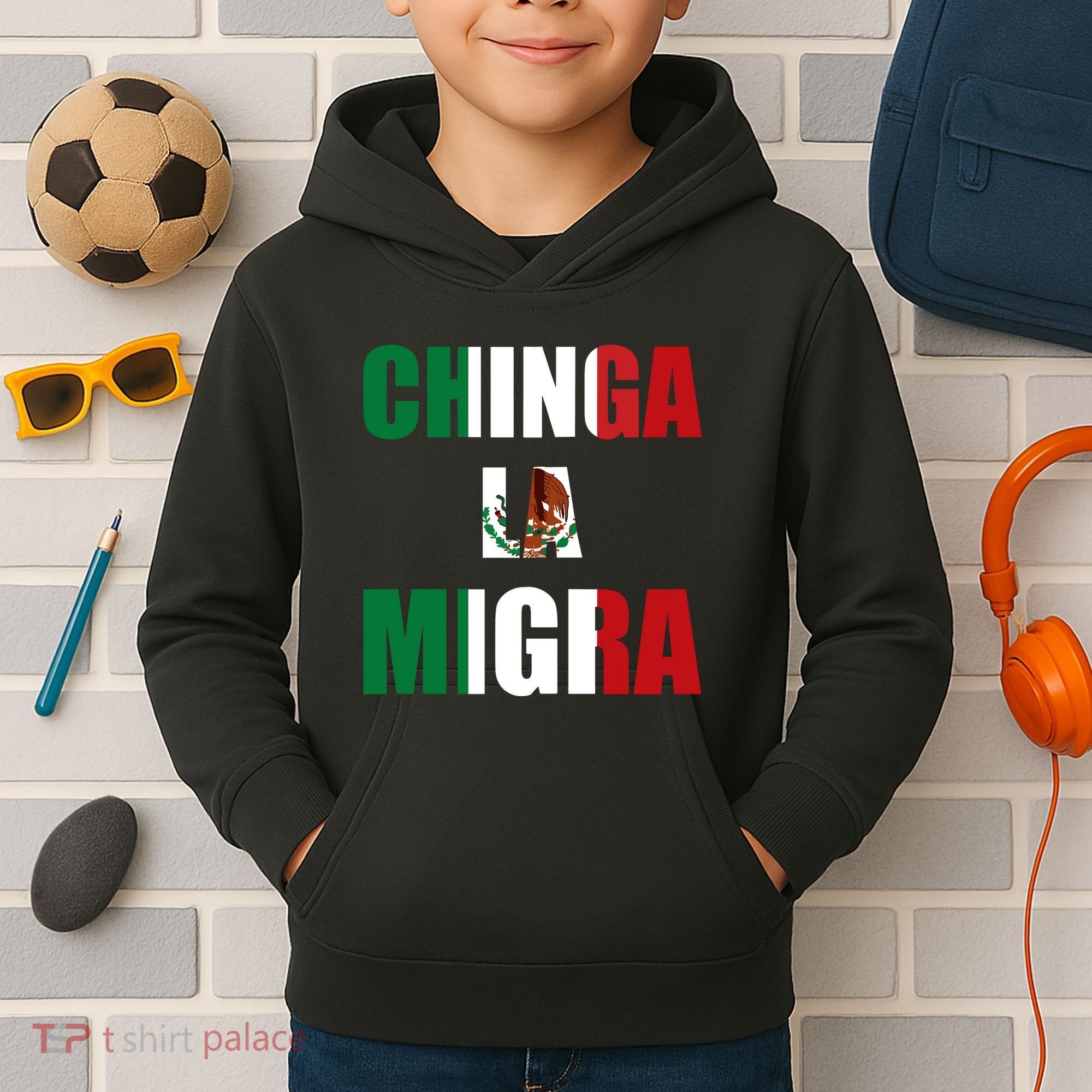 Chinga La Migra Pro Immigration Kids Hoodie