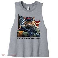Cats Lives Matter Funny Trump 2024 Cat Maga Gift Women's Racerback Cropped Tank thumb 0