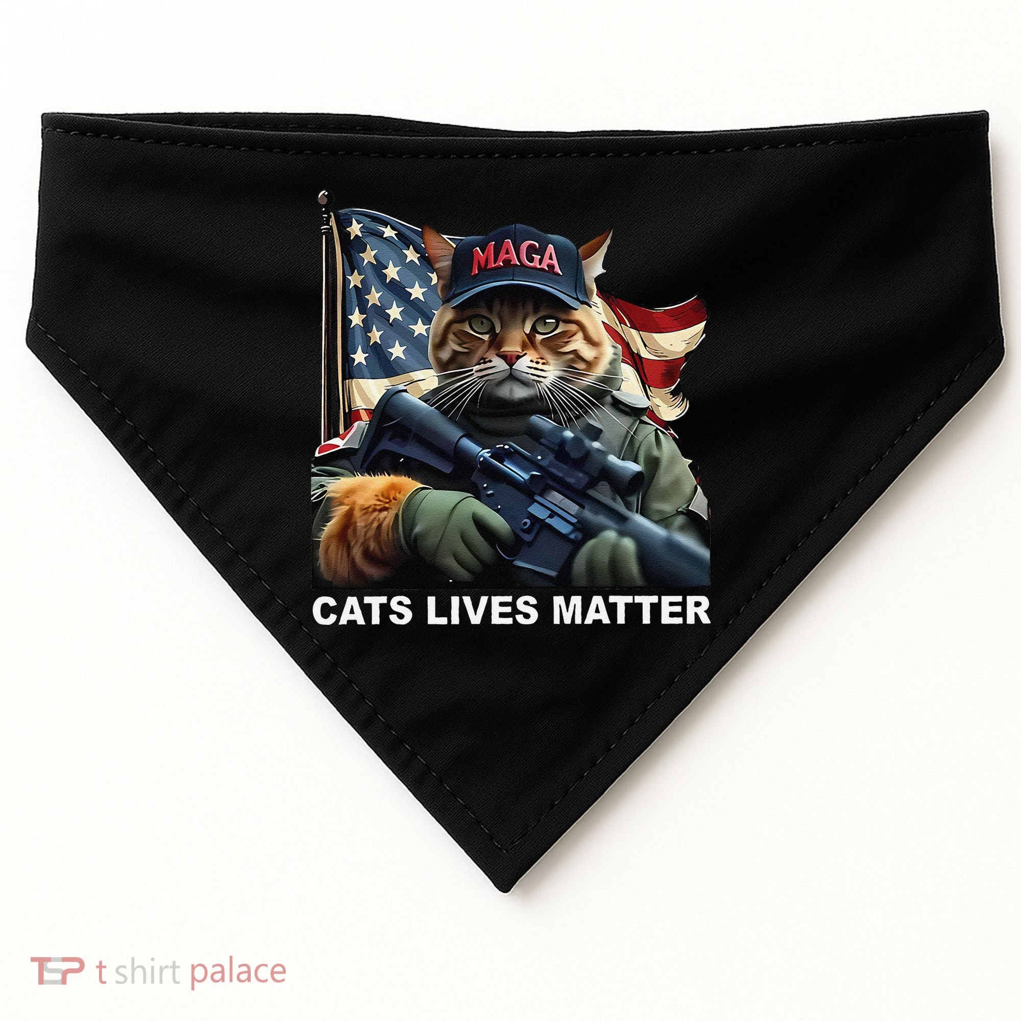 Cats Lives Matter Funny Trump 2024 Cat Maga Gift USA-Made Doggie Bandana