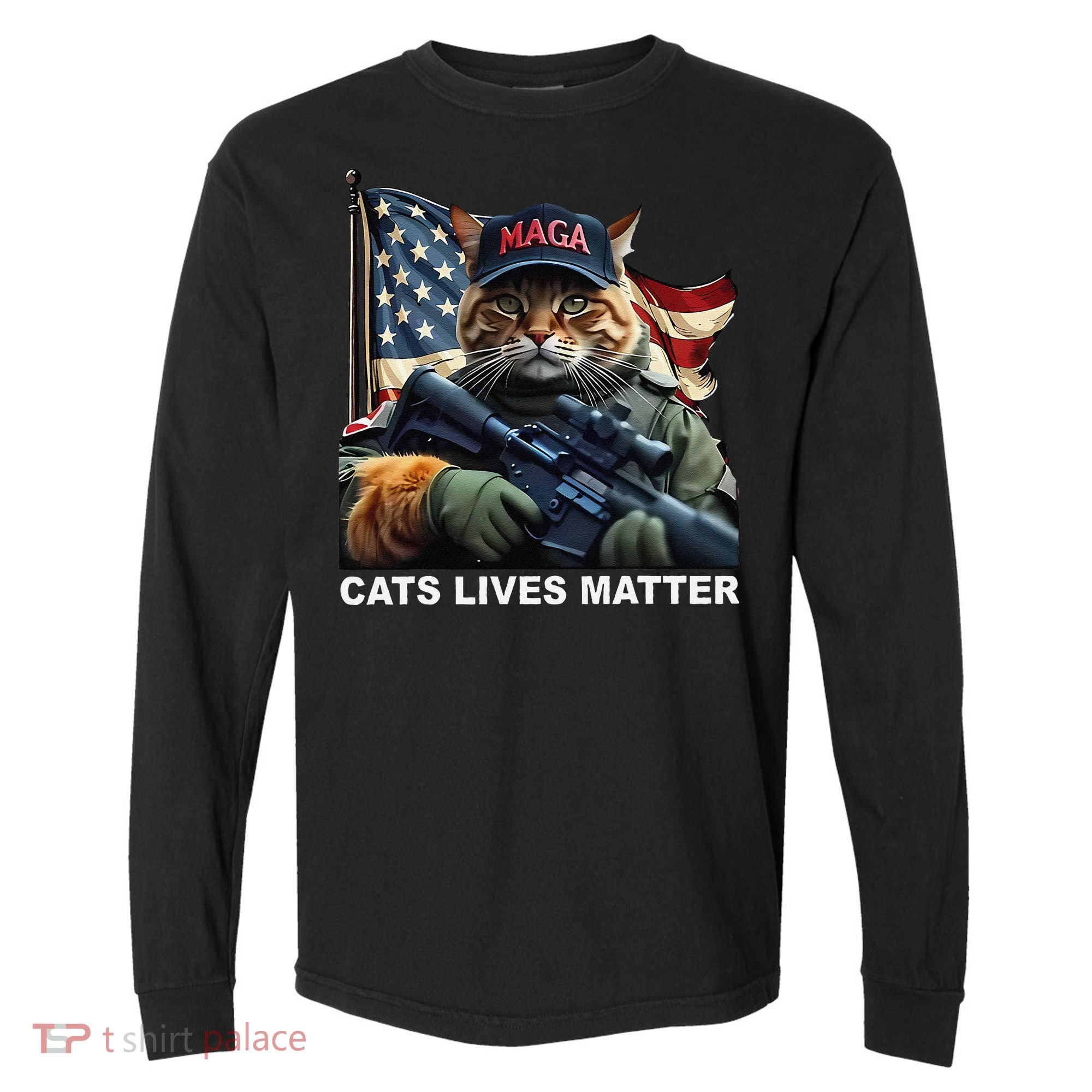 Cats Lives Matter Funny Trump 2024 Cat Maga Gift Comfort Colors Heavyweight Long Sleeve T-Shirt