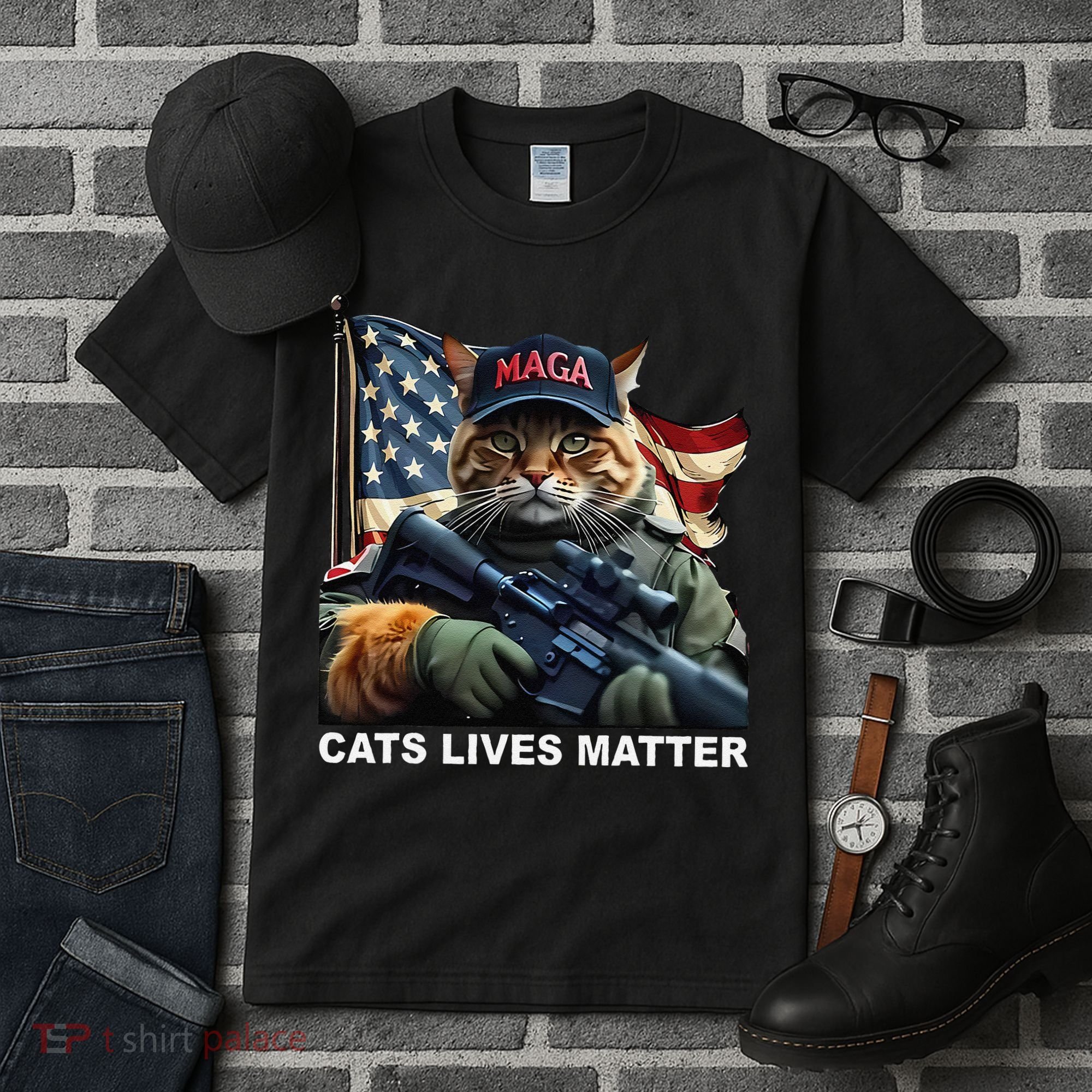 Cats Lives Matter Funny Trump 2024 Cat Maga Gift Tall T-Shirt