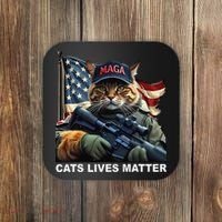Cats Lives Matter Funny Trump 2024 Cat Maga Gift Coaster thumb 0