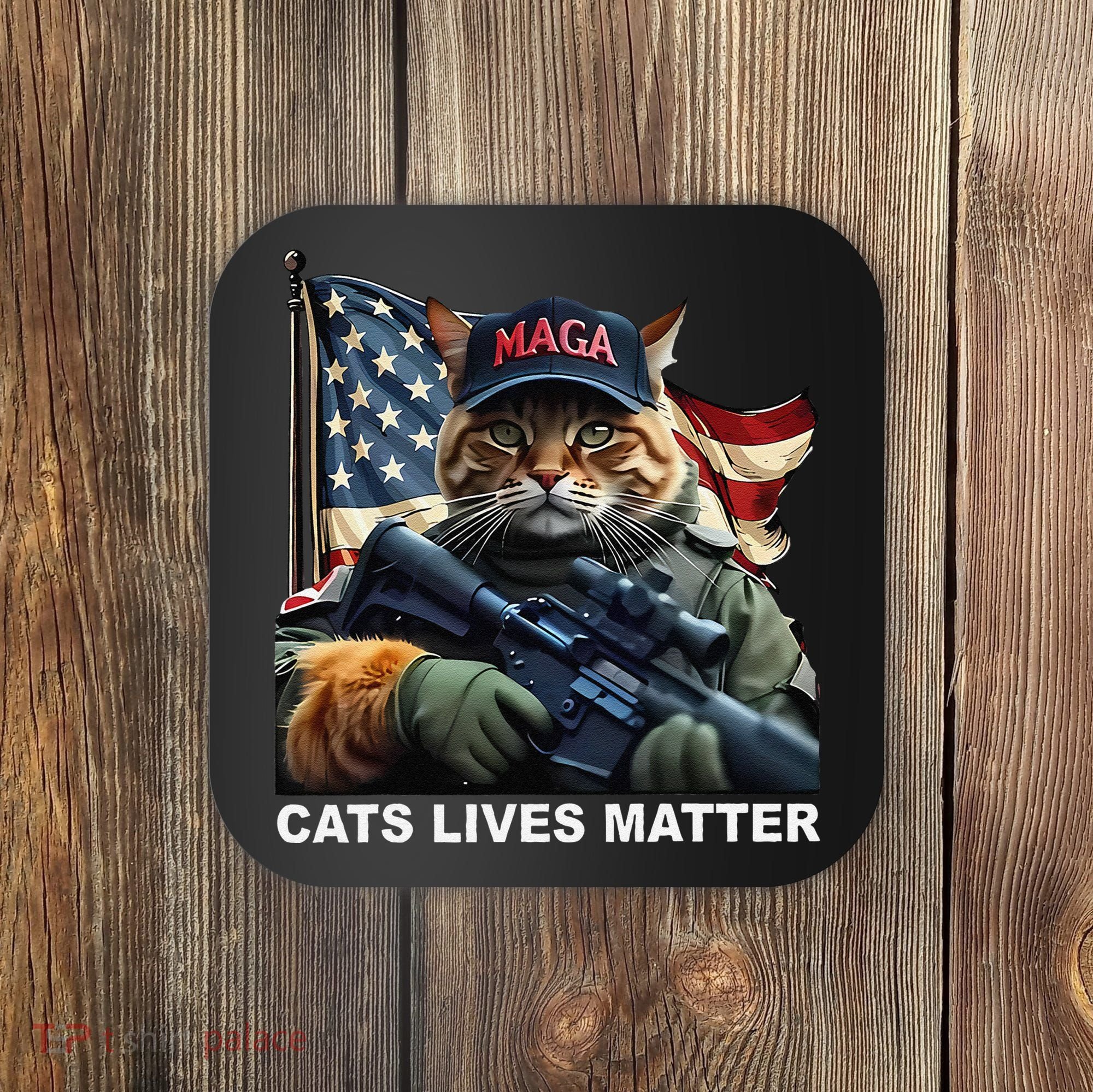 Cats Lives Matter Funny Trump 2024 Cat Maga Gift Coaster