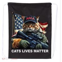 Cats Lives Matter Funny Trump 2024 Cat Maga Gift Drawstring Bag thumb 0