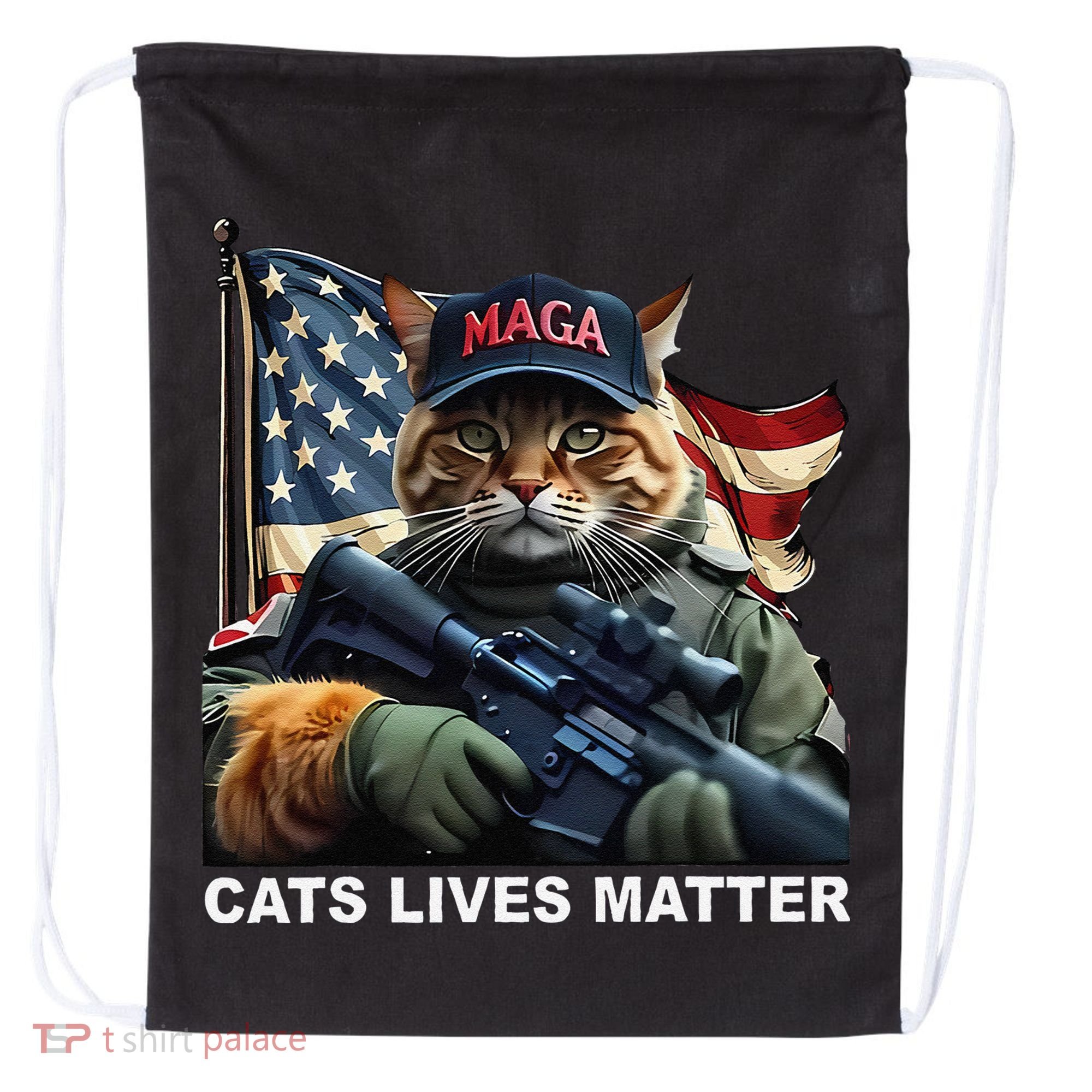 Cats Lives Matter Funny Trump 2024 Cat Maga Gift Drawstring Bag