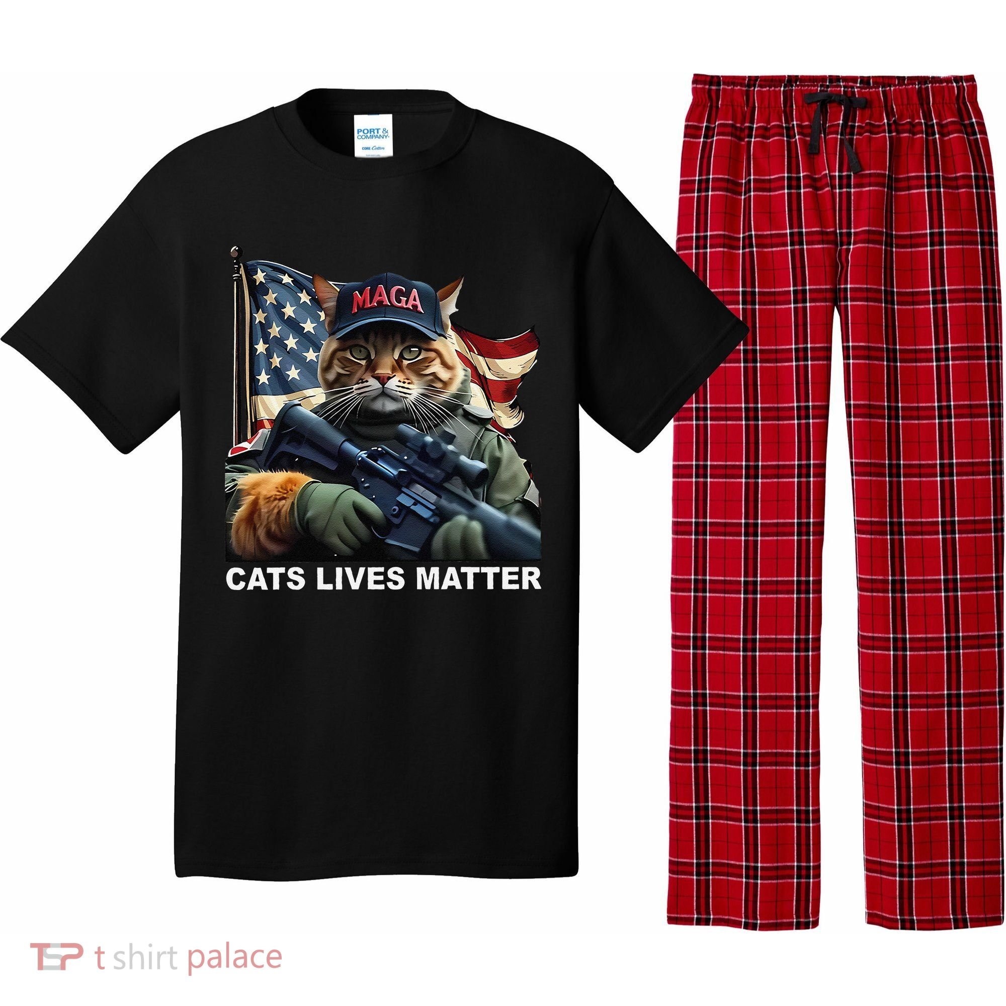 Cats Lives Matter Funny Trump 2024 Cat Maga Gift Pajama Set
