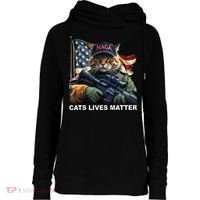 Cats Lives Matter Funny Trump 2024 Cat Maga Gift Womens Funnel Neck Pullover Hood thumb 0