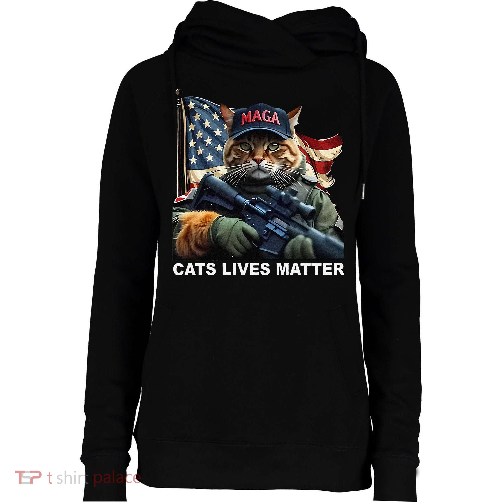 Cats Lives Matter Funny Trump 2024 Cat Maga Gift Womens Funnel Neck Pullover Hood