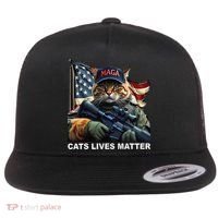 Cats Lives Matter Funny Trump 2024 Cat Maga Gift Flat Bill Trucker Hat thumb 0