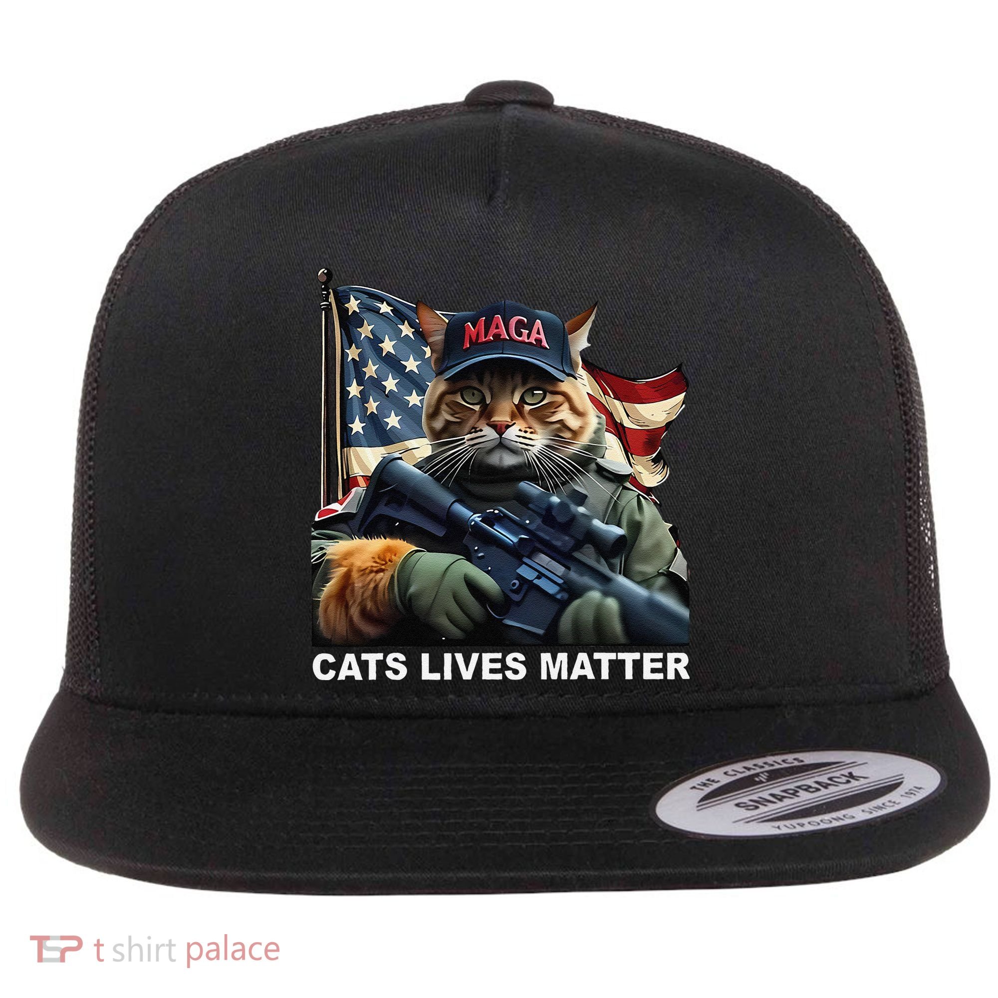 Cats Lives Matter Funny Trump 2024 Cat Maga Gift Flat Bill Trucker Hat