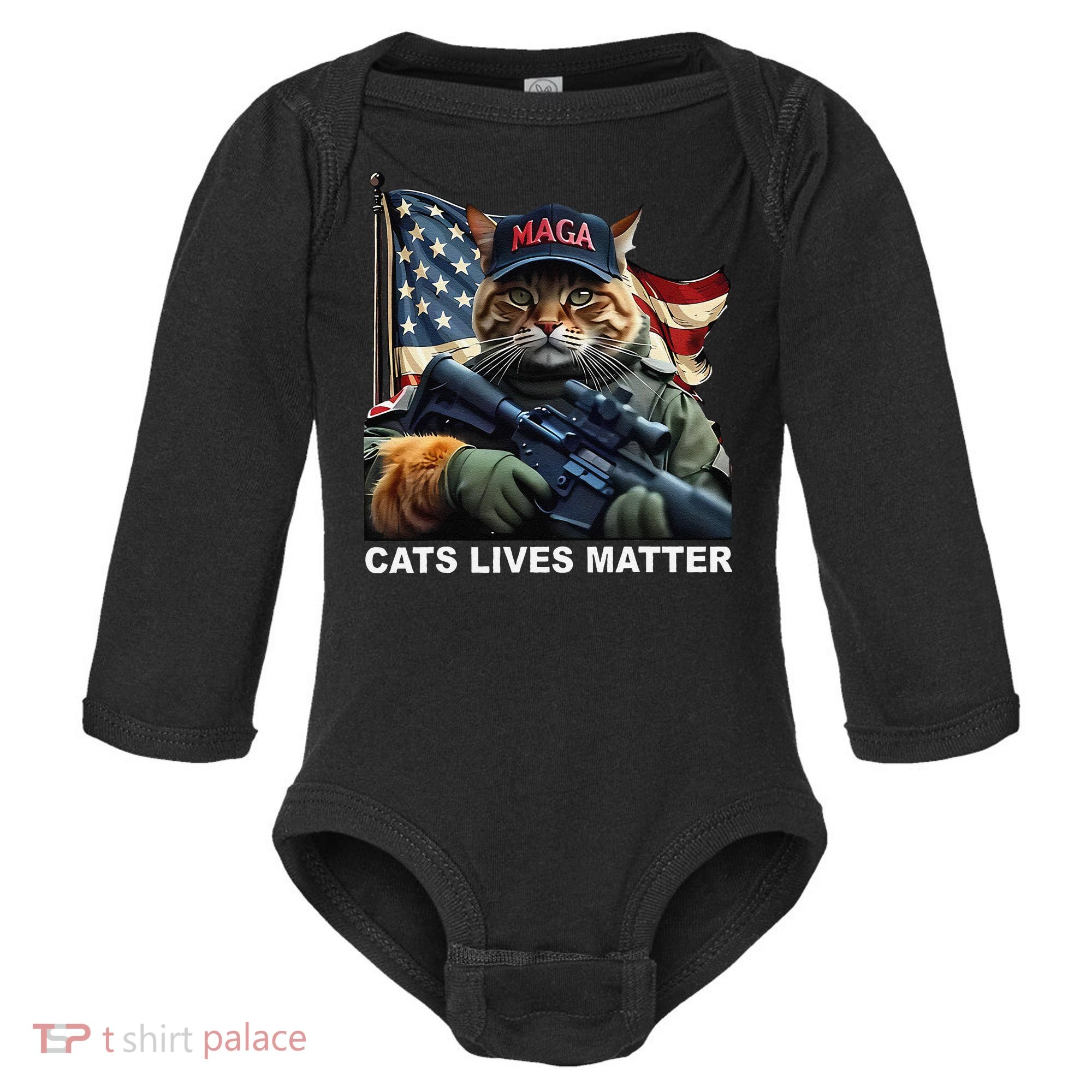Cats Lives Matter Funny Trump 2024 Cat Maga Gift Baby Long Sleeve Bodysuit