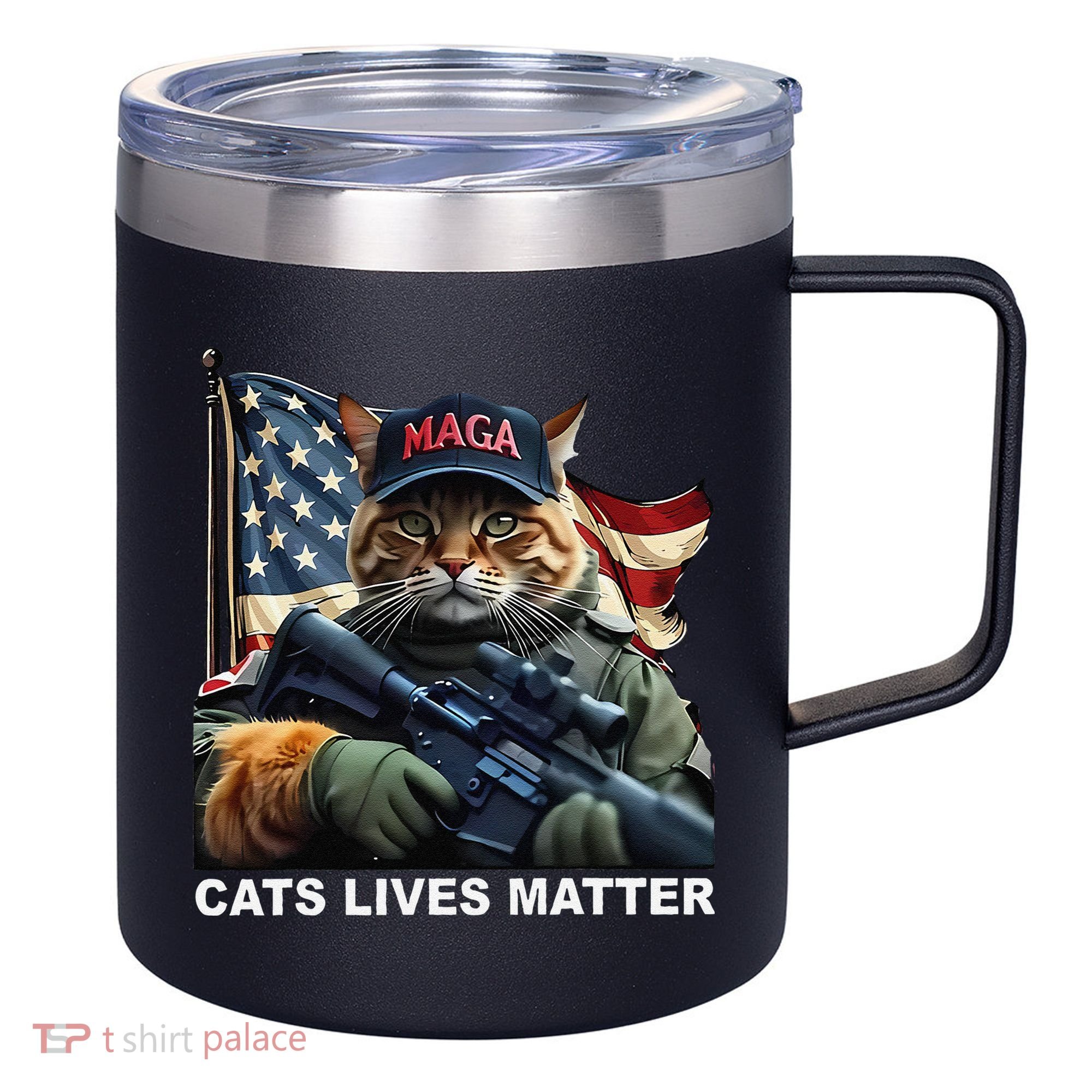 Cats Lives Matter Funny Trump 2024 Cat Maga Gift 12oz Stainless Steel Coffee Mug