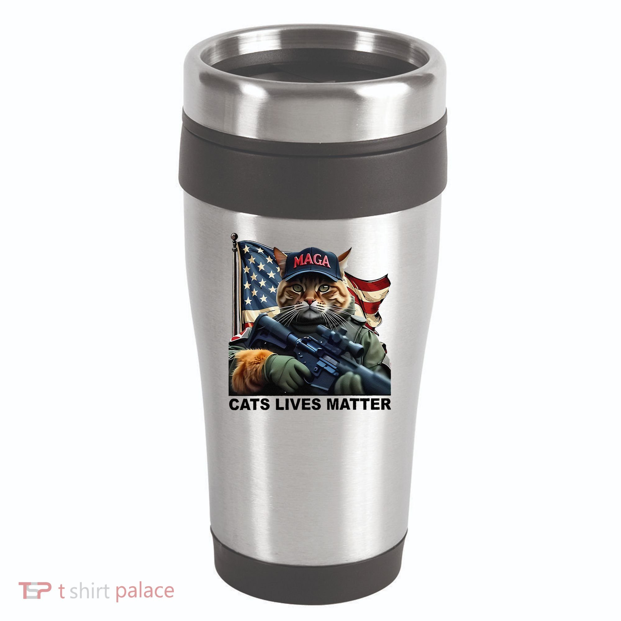Cats Lives Matter Funny Trump 2024 Cat Maga Gift 16oz Travel Tumbler