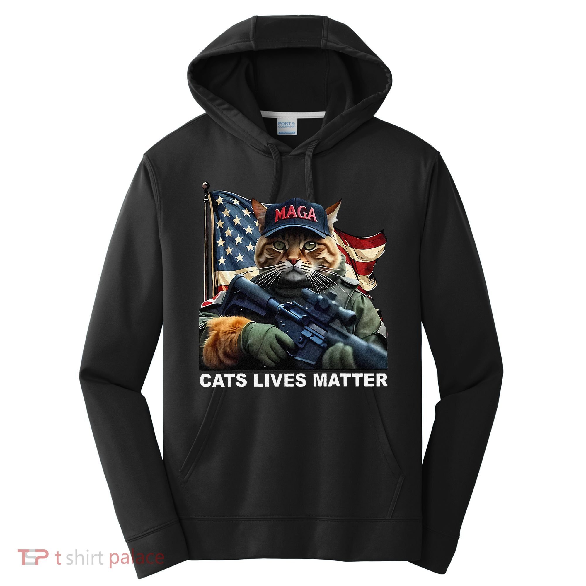 Cats Lives Matter Funny Trump 2024 Cat Maga Gift Performance Fleece Hoodie