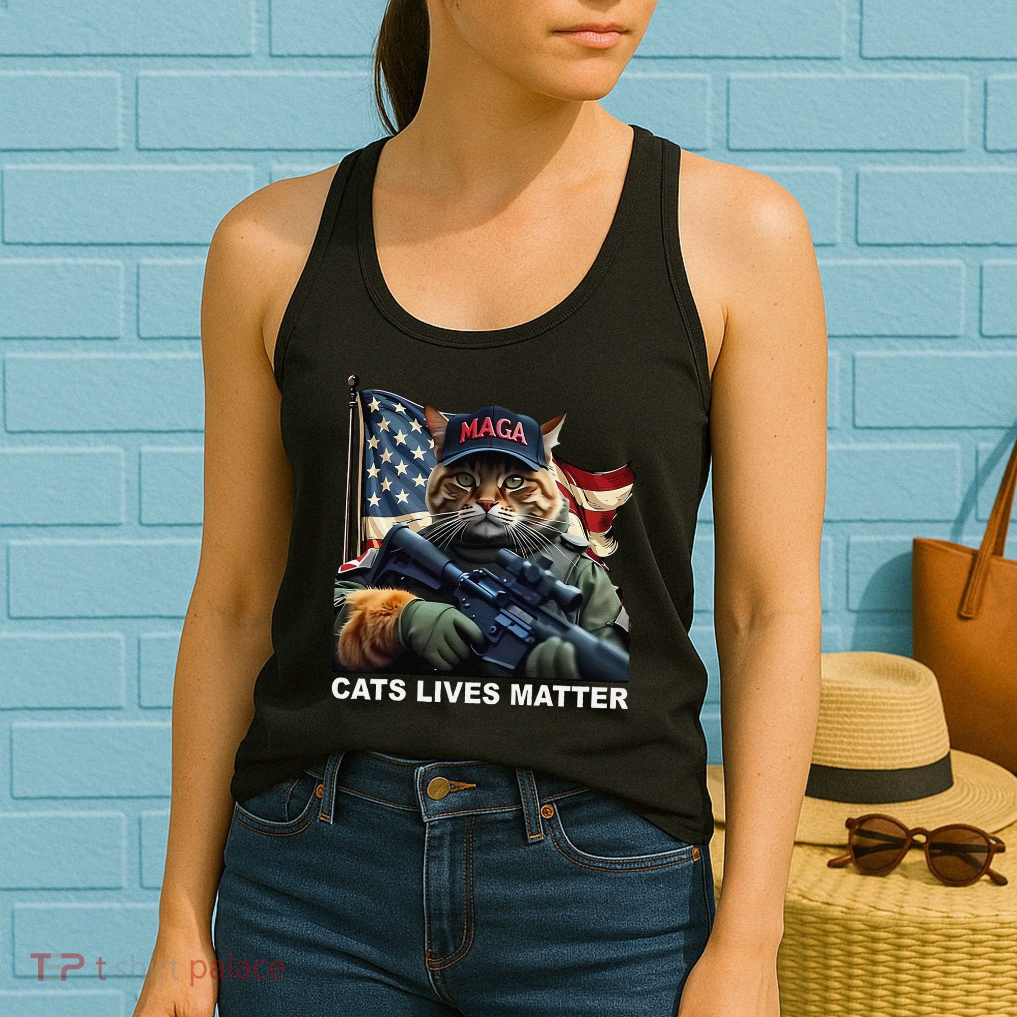 Cats Lives Matter Funny Trump 2024 Cat Maga Gift Women's Tank Top