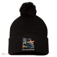 Cats Lives Matter Funny Trump 2024 Cat Maga Gift Pom Pom 12in Knit Beanie thumb 0