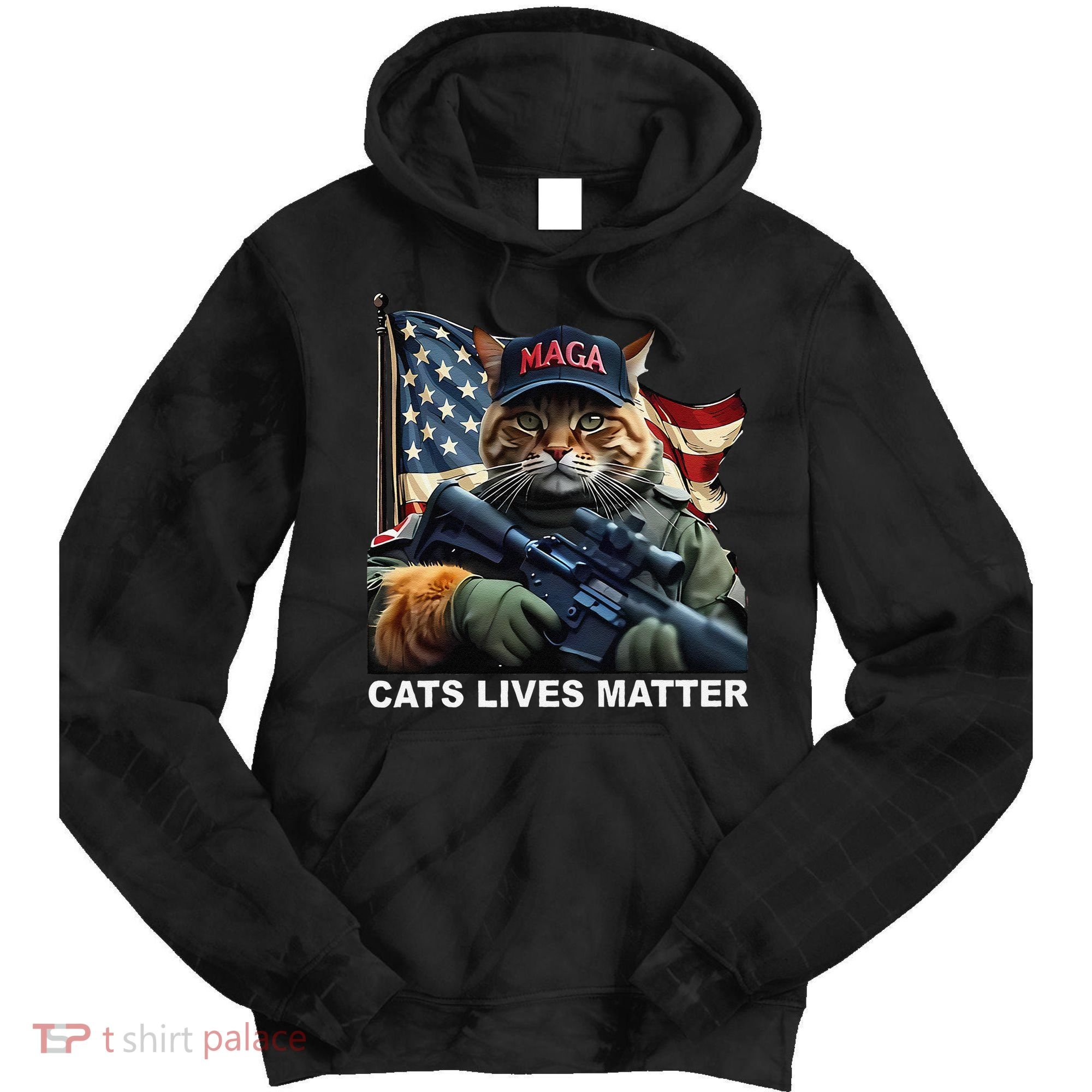 Cats Lives Matter Funny Trump 2024 Cat Maga Gift Tie Dye Hoodie