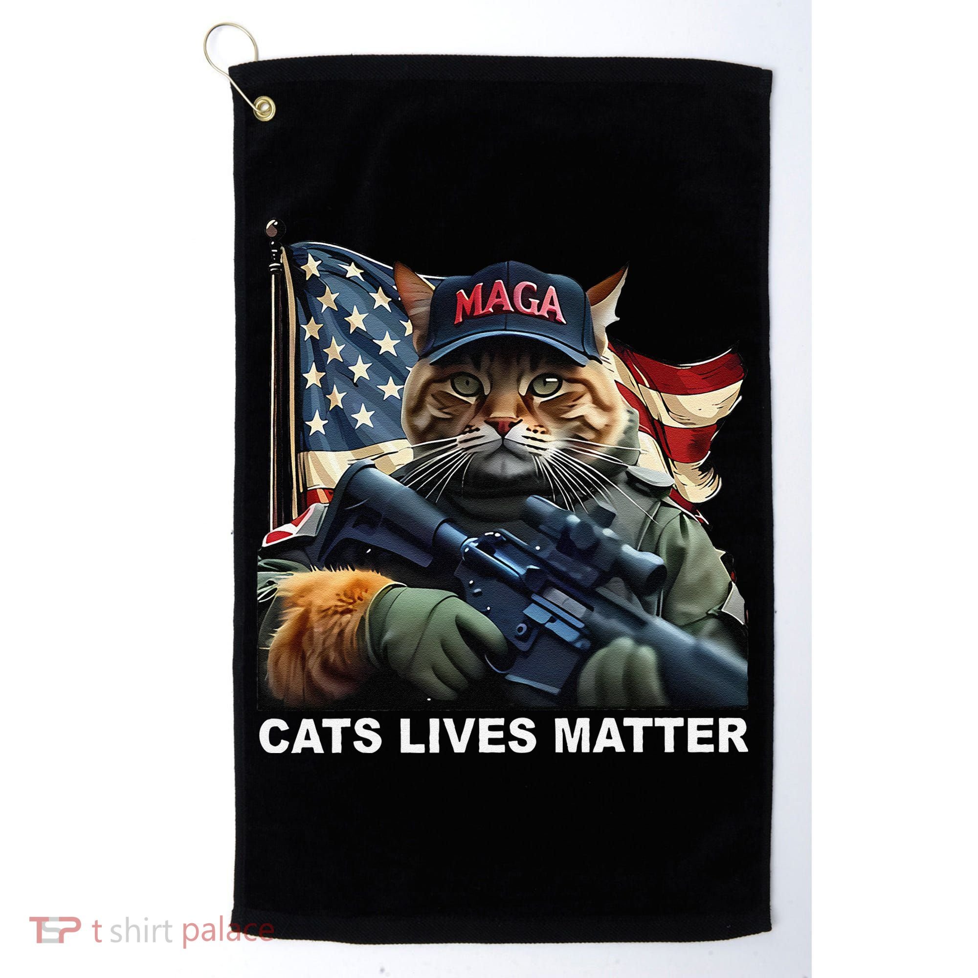 Cats Lives Matter Funny Trump 2024 Cat Maga Gift Golf Towel