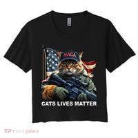 Cats Lives Matter Funny Trump 2024 Cat Maga Gift Women's Crop Top Tee thumb 0