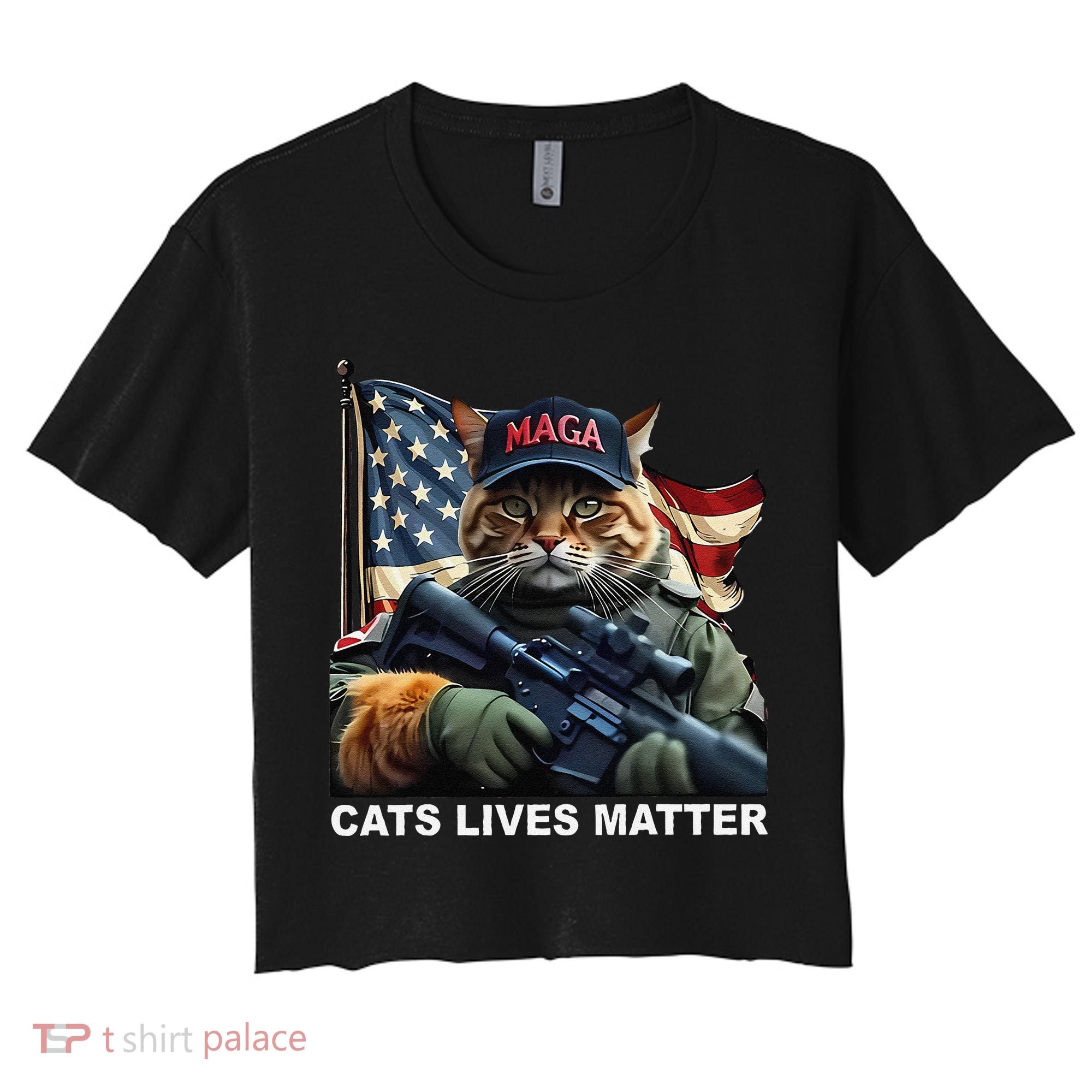 Cats Lives Matter Funny Trump 2024 Cat Maga Gift Women's Crop Top Tee