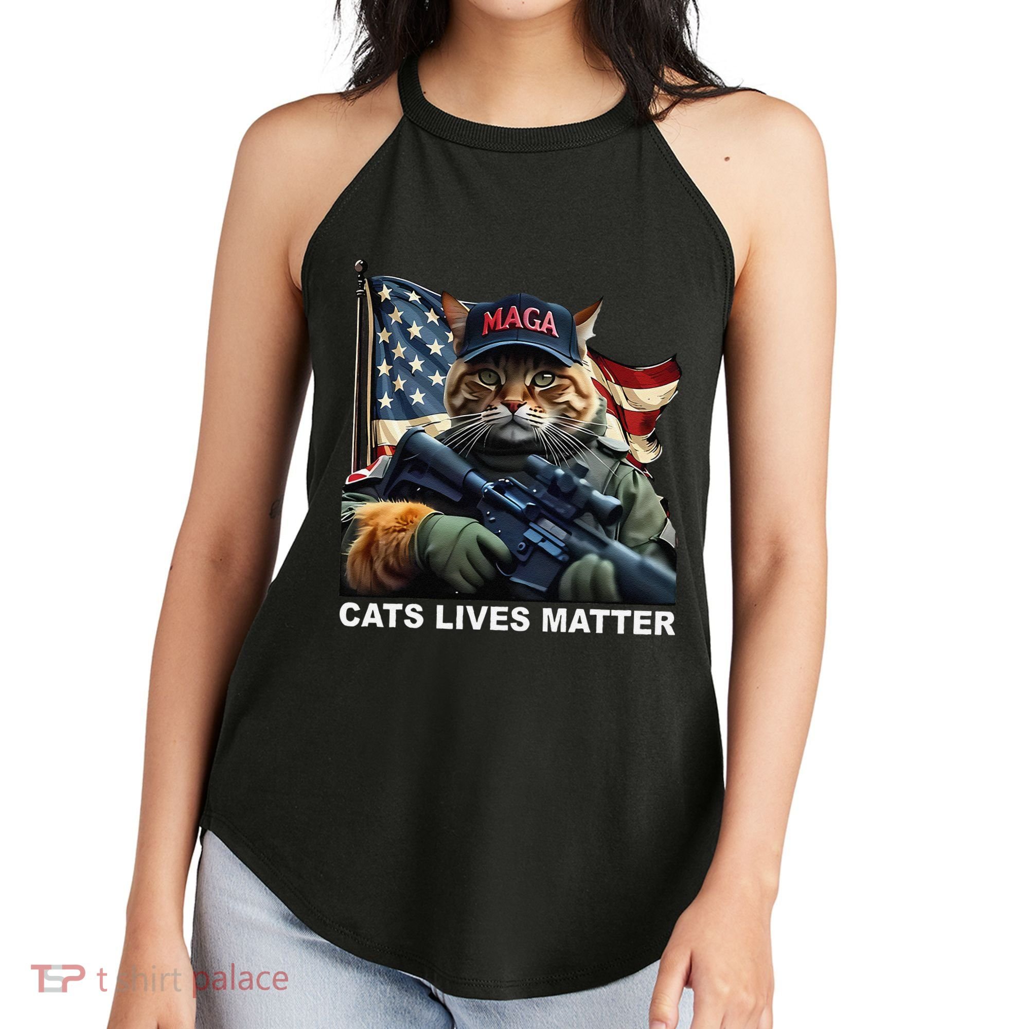 Cats Lives Matter Funny Trump 2024 Cat Maga Gift Women's Perfect Tri Rocker Tank